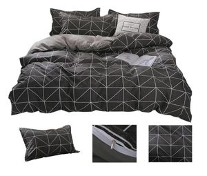 Set di biancheria da letto di lusso King Queen a doppia dimensione Lincia a piazzale a quadri Foglio di cotone Design del piumino set di coperture per copripiumi Black5531184