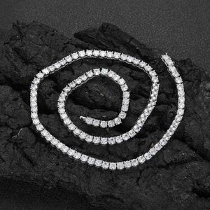 Подвесные ожерелья Hoyon Full Sparkliced теннисная цепь 925 Sterlsilver Золото покрыто 3 мм/5 мм ожерелье мужчин из мелких украшений J240508