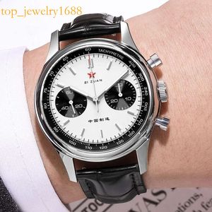 SEAKOSS Panda 1963 Chronograph Mechanical Men's Wristwatch Movement St1901 Gooseneck 40mm Super Luminous Sapphire Pilot Watches