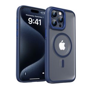 Magsafe kablosuz şarj, manyetik buzlu mat yarı saydam kasa ile uyumlu iPhone 15 Pro Max 14 13, Metal Kamera Çerçevesi ve Düğmeler Sert Telefon Kılıfı