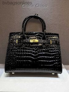 100% Handmade Original 11 Hremms Bags Designer High Version Women Brand Bags Flight Attendant Female Whitecollar High Gloss Bead Leather Crocodile Pattern Lock Bag