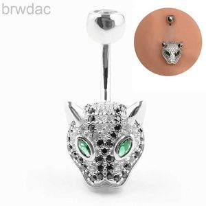 Navelringar 925 Sterling Silver Belly Button Ring Fashion Leopard Style Navel Piercing Body Jewelry for Gift D240509