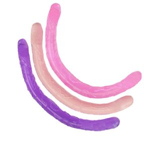 Doppi di gelatina flessibile di gelatina di gelatina di gelatina lunghe 17 pollici Vagina anale stimola i prodotti sessuali del pene lesbica a doppio terzino senza vibrazioni Y13249522