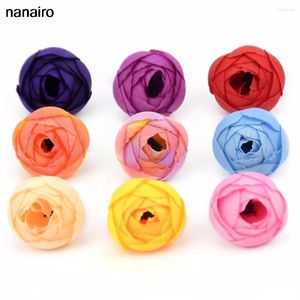 Decorative Flowers 30pcs 2.5cm Small Silk Rose Bud Artificial Flower Head For Wedding Home Decoration DIY Wreath Gift Scrapbooking Fake