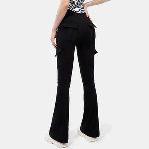 Pantaloni da donna Capris Nuovi stivali da donna e pantaloni e pantaloni più dimensioni gambe gambe ad alta vita con abbigliamento sportivo da tasca sportiva Q240508