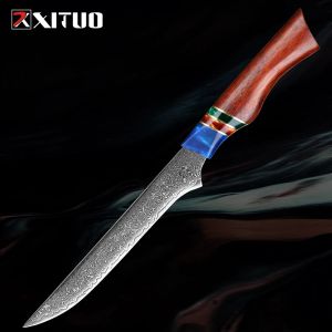 XITUO Damascus Steel Boning Knife 6 Inch Super Sharp Fillet Knife Ergonomic Rosewood Handle Pro Chef Knife boneless meat cleaver