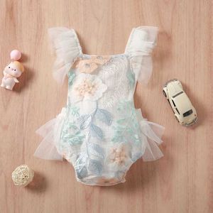 Rompers Infant Bady Bady summer Summer衣装袖なしのドレスRomper Lace Tutu 1pieceバックレスジャンプスーツフリルボディスーツH240508