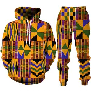 Capuz de impressão africana retro/calça/traje roupas de estilo étnico casal roupas de casal de roupas folclóricas Men/Women Tracksuit Sportswear Conjunto 240426