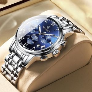 Wristwatches WISHDOIT 2021 Fashion Men's Watch Stainless Steel Top Sports Chronograph Quartz Men Relogio Masculino 346c