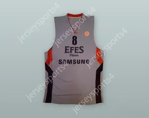 Custom Nay Mens Youth/Kids Igor Rakocevic 8 Efes Pilsen Grey Basketball Jersey Top Top S-6xl