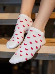 Women Socks Hearts Mönster Stickad Sock Spring Autumn Low Tube Female Sweet Home Chic Cotton 2 PCS/Bag