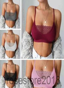 5 colors selling women039s Sling vest new lace edge sexy bra perspective solid color suspender vest Allmatch Comfortable B3814013