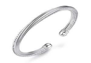 Bangle S999 Stamp Female Models Silver Color ed Line Bracelet Opening Mouth Fashion Simple Car Flower Jewelry4106147