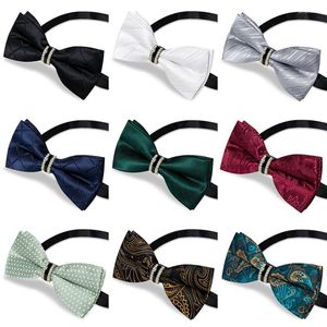 Bow Ties Men's Tie Polyester Butterfly Cravat Solid Plaid Black Blue Red Green Tuxedo Suits Accessories Handkerchief Cufflinks