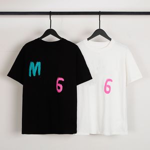 Tshirts Designer Erkek Tişörtleri Renkli Graffiti Köpük Baskı T-Shirt Moda Yaz Nefes Bitebilir Pamuk Tee O-Neck Kısa Kol Üstleri Giyim