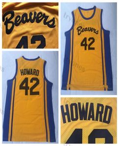 Mens Teen Wolf Scott Howard 42 Beacon Beavers Basketbol Formaları Vintage Dikişli Gömlekler Sarı SXXL1500972