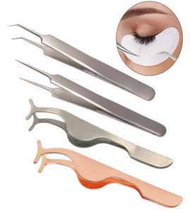 Eye Lash Extension Tweezer Multi Style Applicator Curlers Nipper Auxiliary Clamp Colourmall Make Up rostfritt stål pincett7905427