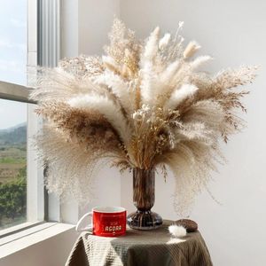 Flores decorativas Pampas secas Grass Boho Decoração de casa Fazenda Cozinha Casamento de Floral Banheiro Floral Pequeno Fluffy