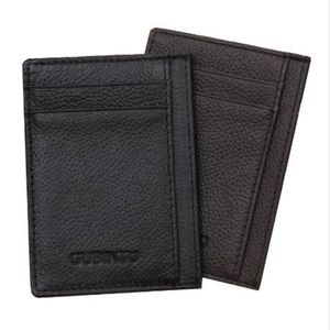 Gubintu本物のレザーメンスリムフロントポケットカードケースクレジットスーパーシンファッションカードホルダーTrave Wallet Tarjetero Hombre 261p