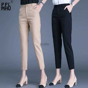 Frauenhose Capris Büro Damen Set klassische Hosen Damen Khaki Schwarze Arbeitshose Frühling hoher Taille enge Bleistifthose Elegante Capris 85-91CML2405