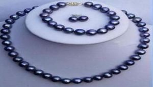 Tahitian nero 910 mm Nea South Pearl Necklace Bracciale Set 18Quot 75Quot31358153114118