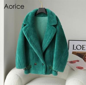 Aorice mode kvinnor äkta ull päls över storlek tjock jacka varm kappa ct1429442981