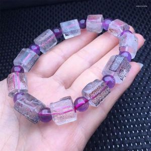 Länk armband 14mm naturlig super sju kvarts hink pärla armband kvinnor mode reiki helande energigemsten gåva