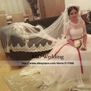 Bridal Veils 1 5m White Ivory Wedding Veil With Comb Lace Beads Mantilla Accessories Veu De Noiva MD47 293l