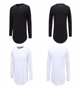 Zipper Street Wear T Shirt Men Extend Swag Side Zip T Shirt Super Longline Long Sleeve TShirts with Curve Hem and Zip Solid8861779