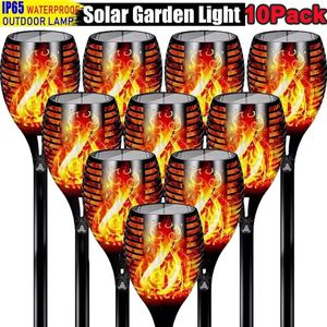 1/2/4/6/8/10pcs Luzes de tocha solar Luzes de tocha cintilante Decoração de jardim à prova d'água leve Pátio de pátio de pátio de pátio de pátio 240423