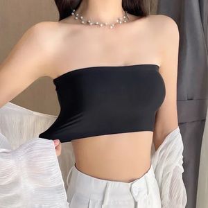 Summer Sexy Tube Top Bezpchle bez ramiączek Bra bieliznę jedwabny cienki szwu słowo Sling Black White Balette 240509