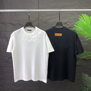 Polos da uomo più magliette per uomo 2024SS primavera ed estate Nuova stampa di cotone di alta qualità a manicotto corto pannello a collo rotondo T-shirt Dimensione: M-L-XL-XXL-XXXL Colore: Black White X42S