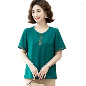 女性用TシャツファッションソリッドカラーカジュアルボタンTシャツ半袖シンプルなスキニープルオーバーOネック夏の服