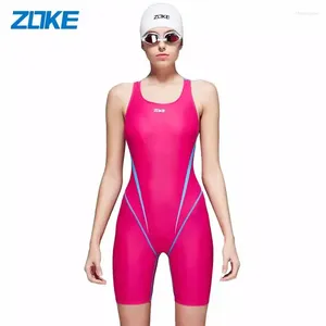 Kobiety stroje kąpielowe Zoke Professional Swimsuit jednoczęściowy bokser pięciopunktowy długie nogi Slim Fit and Cienka Okładka Trening żeński