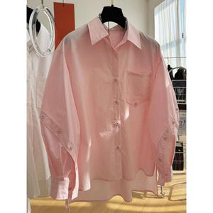 Design sense of westernization, European goods unique cotton long sleeved shirt women's early spring 2024 new French high-end top trend