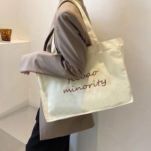 Sacolas de compras de grande capacidade de lona de feminino saco de ombro letra impressa pano casual bolsa feminina viajante comprador reutilizável