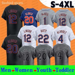 Francisco 12 Lindor Baseball Jerseys 20 Pete Alonso Wendle 22 Brett Baty Jeff McNeel Aarez Scott Nimmo Nido Butto City Jersey Stewart Bader Nowy