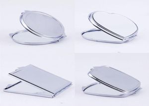 Yeni gümüş cep ince kompakt ayna boş yuvarlak kalp şekilli metal makyaj aynası diy kostmetik ayna düğün hediyesi2674984