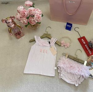 Brand Nowonborn Jumpsuits Summer Toddler Dress Rozmiar 66-90 cm Baby Crawling Suit Bodysuit i różowa koronkowa koronkowa bielizna 24 może