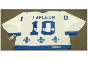 Homens 10 Guy Lafleur Quebec Nordiques 1990 CCM Vintage Retro Away Home Home Hockey Jersey ou personalizado qualquer nome ou número Retro J8511240