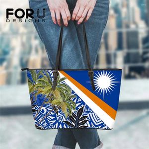 Bolsas de ombro forudesigns tribo polinésia lady lady tropical coconut árvore estampada feminina casual bolsa de mão de primeira mão