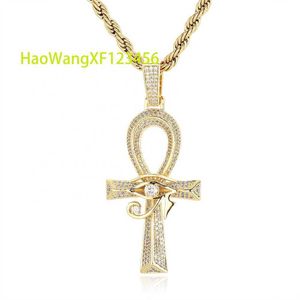 Hip-Hop Eye of Horus Cross Pendant Zircon Vintage Personality Necklace Accessory