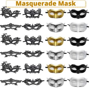Masker 12/24/48 PCS Maskarade Mask for Women and Men Venetian Soft Gentle Lace Masks Mardi Gras Costume Cosplay Carnival Party Favors