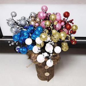 Dekorativa blommor 3-pack 5-pack glitter skumbollar stora bärknackor diy julgran dekoration konstgjorda heminredningar tillbehör