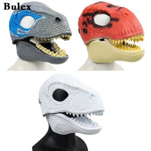 Party Masks Dinosaur Mask Move Chin Halloween Decoration Tyrannosaurus Rex Open Mouth Longevity Dragon Latex Adult Gift Q240508