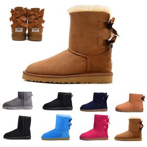 Women Snow Boots Triple Black Chestnut Purple Pink Blue Brown Navy Gray Fashion Classic Over the Knee Ongle Short Boot Womens Womens Atting Darker Designer Booties Shoes