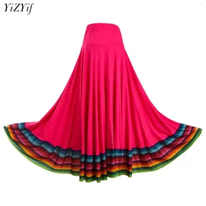 Skirts Women Folkloric Dance Flamenco Waltz Jazz Ballroom Costume Elastic Waistband Skirt Dancewear For Stage Performance