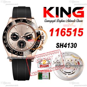 SPRZEDAŻ 116515 SA4130 AUTOMATYCZNE Chronograf Mens Watch King Rose Gold 904L Stalowa czarna tarcza Oysterflex Pasek 72H Power Reserv Super Edition Pureteime Ptrx