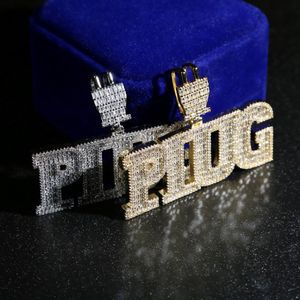 ECED OUT BLING 5A CZ -Stecker Anhänger Halskette Charme Micro Pave Full Cubic Zironica Stone Hip Hop Mode Kühle Buchstaben Schmuck 300p