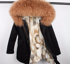 2018 New Winter Jacka Women Coat Mongoliet Fårpäls krage huva kanin päls foder avtagbar 3 år 13467520